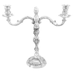 Candelabro vittoriano a due luci in argento Sterling 