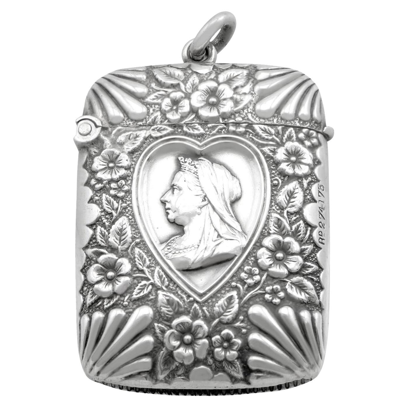 Antikes viktorianisches Vesta-Etui aus Sterlingsilber (1900)