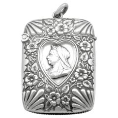 Antiguo estuche victoriano de plata de ley Vesta (1900)