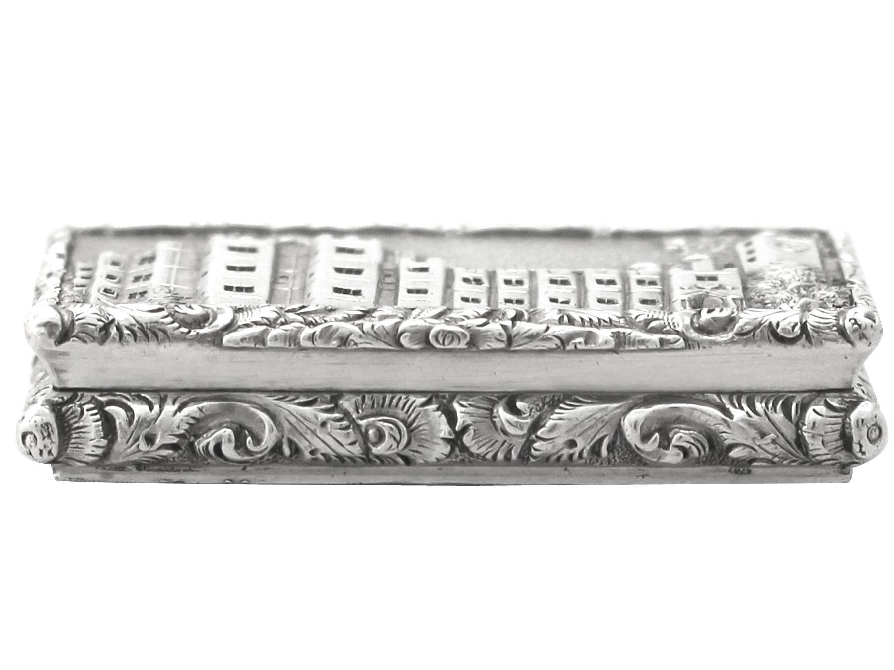 English Antique Victorian Kenilworth Castle Sterling Silver Vinaigrette For Sale