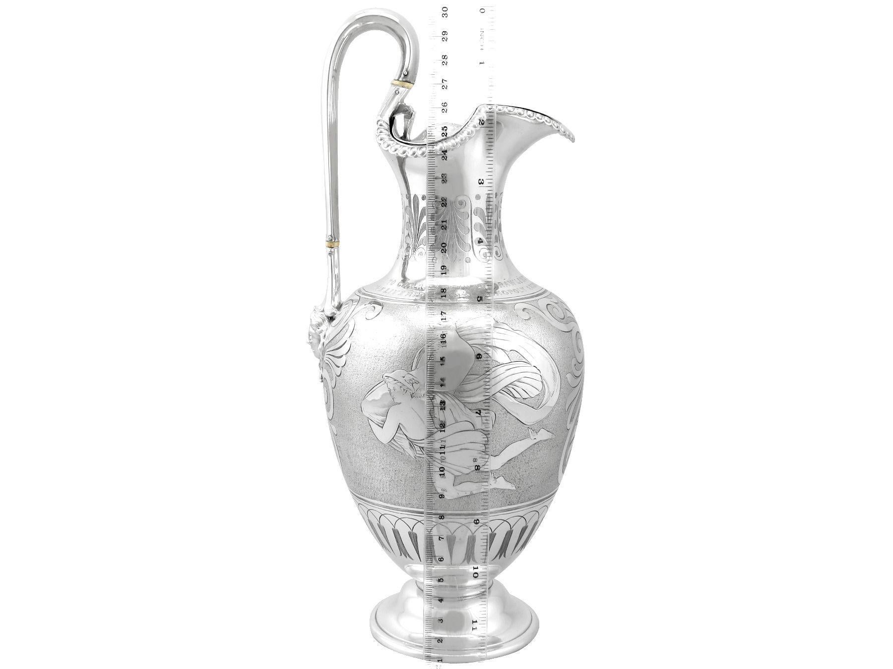 Antiker viktorianischer Wasserkrug/ Krug aus Sterlingsilber '1847' im Angebot 9