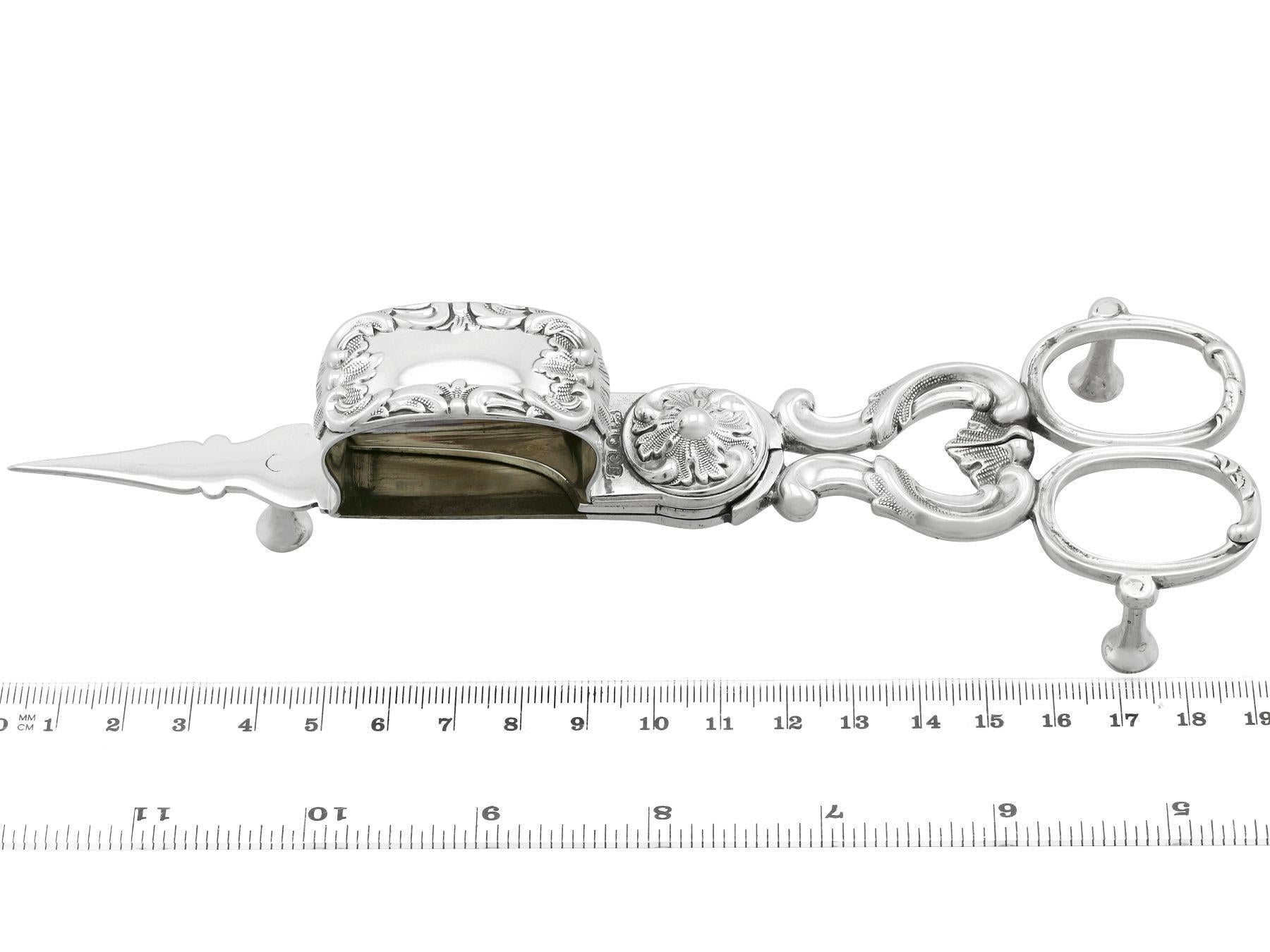 Antique Victorian Sterling Silver Wick Trimmers For Sale 4