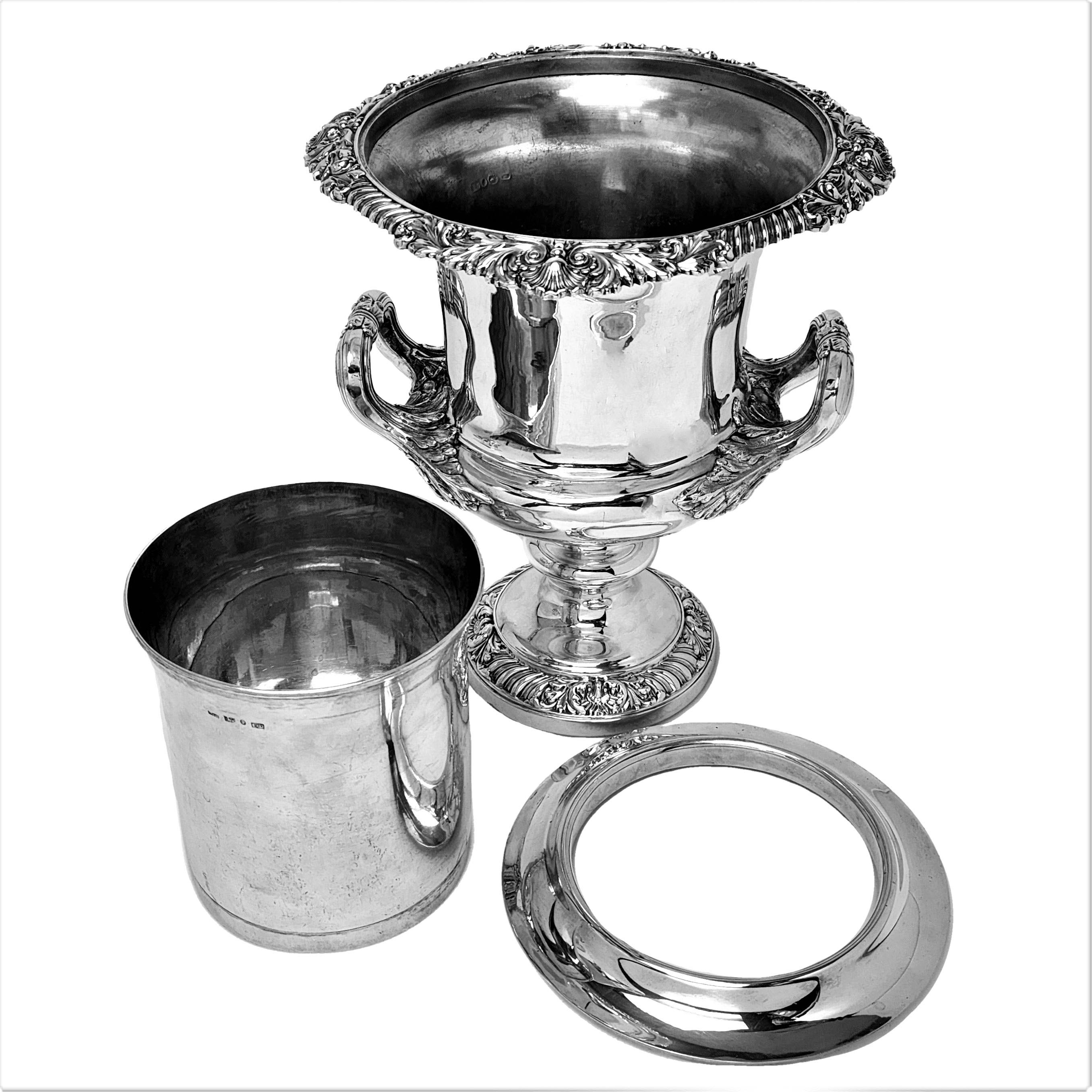 Early Victorian Antique Victorian Sterling Silver Wine Coolers / Champagne Ice Buckets 1839 For Sale