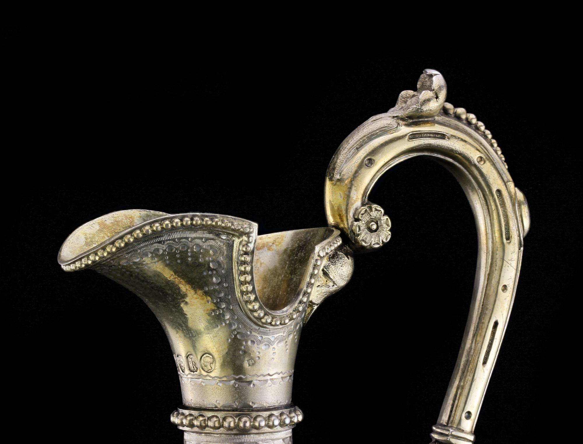 Antique Victorian Sterling Silver Wine Ewer with King David of Jerusalem For Sale 1