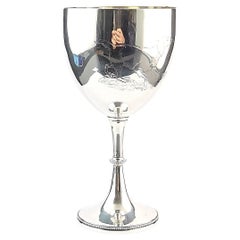 Antique Victorian Sterling Silver Wine Goblet, Dog Engraved