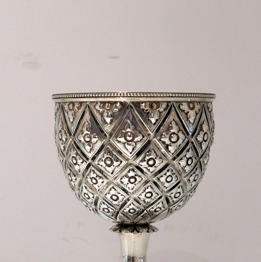 Antique Victorian Sterling Silver Wine Goblet London 1864 William Chandless For Sale 1