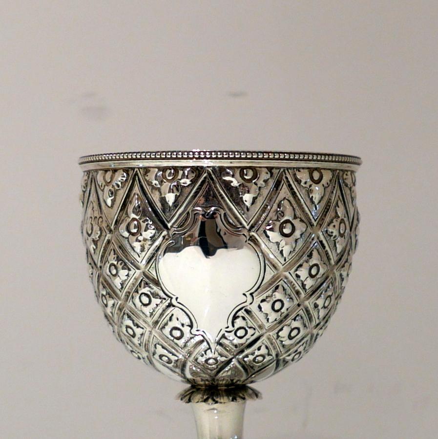 Antique Victorian Sterling Silver Wine Goblet London 1864 William Chandless For Sale 2