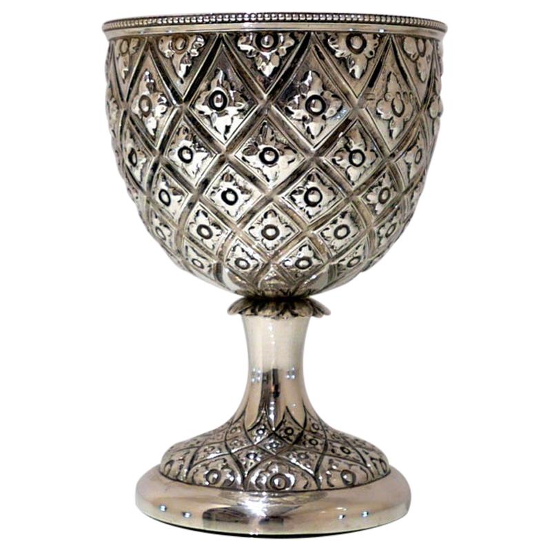 Antique Victorian Sterling Silver Wine Goblet London 1864 William Chandless For Sale