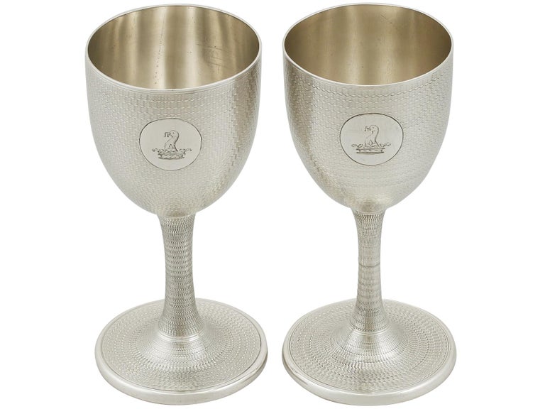 British Antique Victorian Sterling Silver Wine Goblets by Jane Brownett For Sale