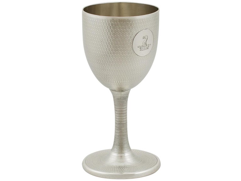 Mid-19th Century Antique Victorian Sterling Silver Wine Goblets by Jane Brownett For Sale