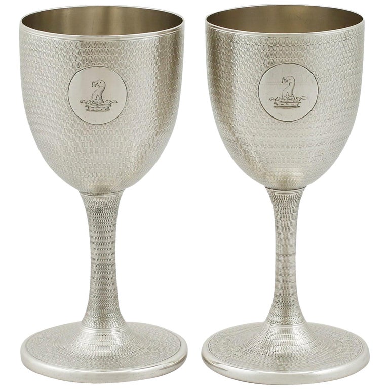 Antique Victorian Sterling Silver Wine Goblets For Sale at 1stDibs
