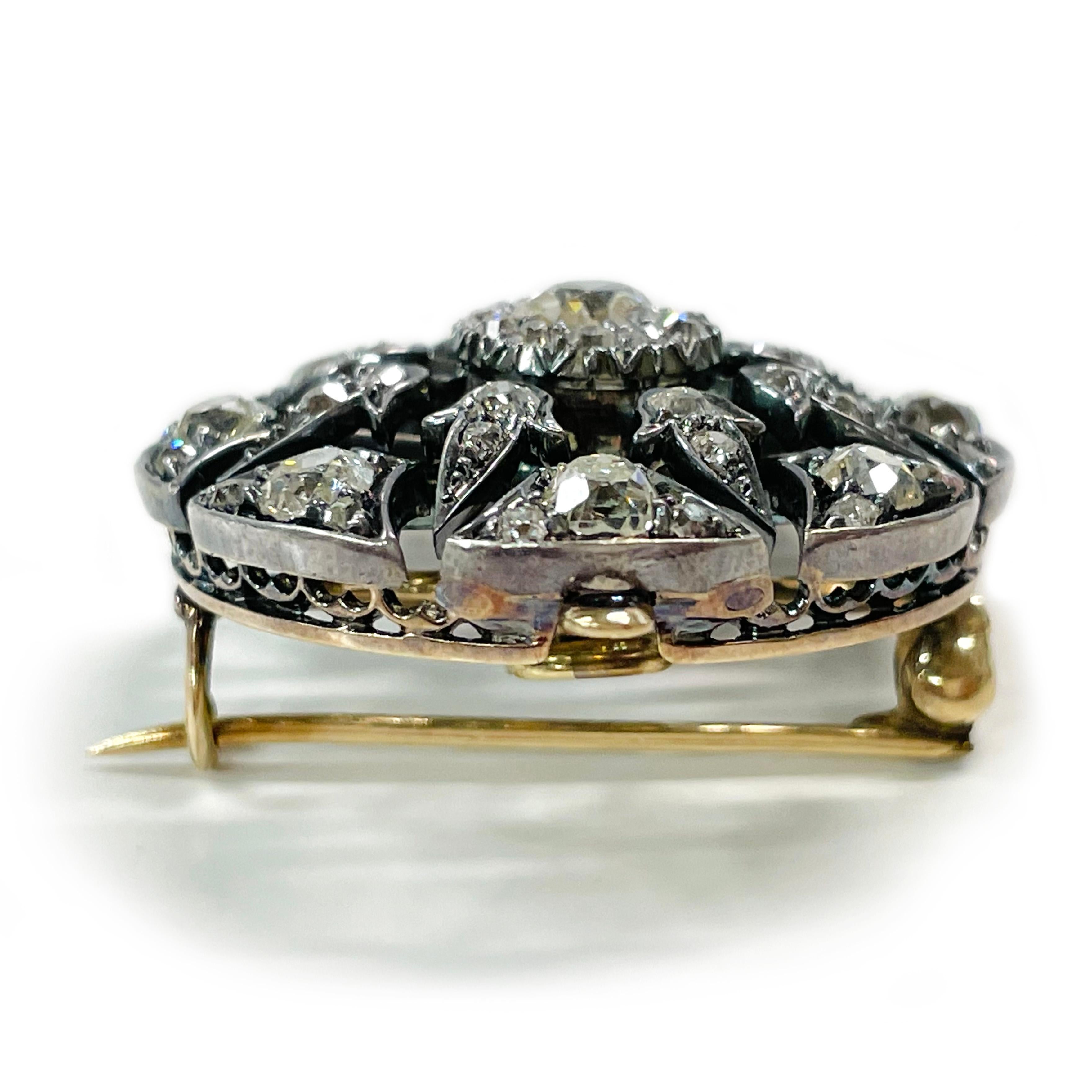 Antique Euro-Cut Victorian Mourning Pendant Brooch In Excellent Condition For Sale In Palm Desert, CA