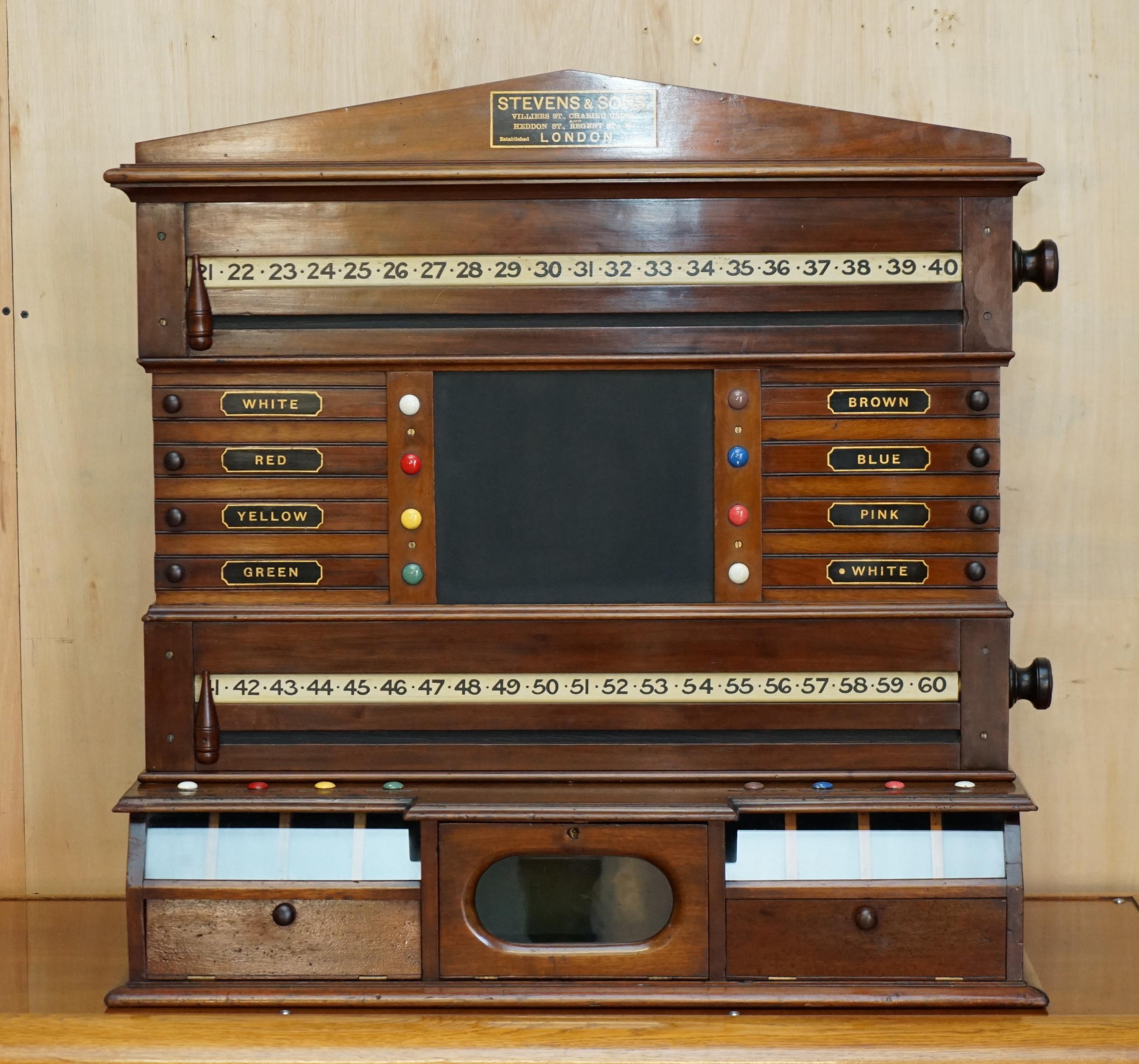 Royal House Antiques

Royal House Antiques is delighted to offer for sale this absolutely exquisite lightly restored Steven & Son's Regent street London Est 1830 Mahogany Snooker scoreboard

A truly stunning example of Victorian Snooker equipment,