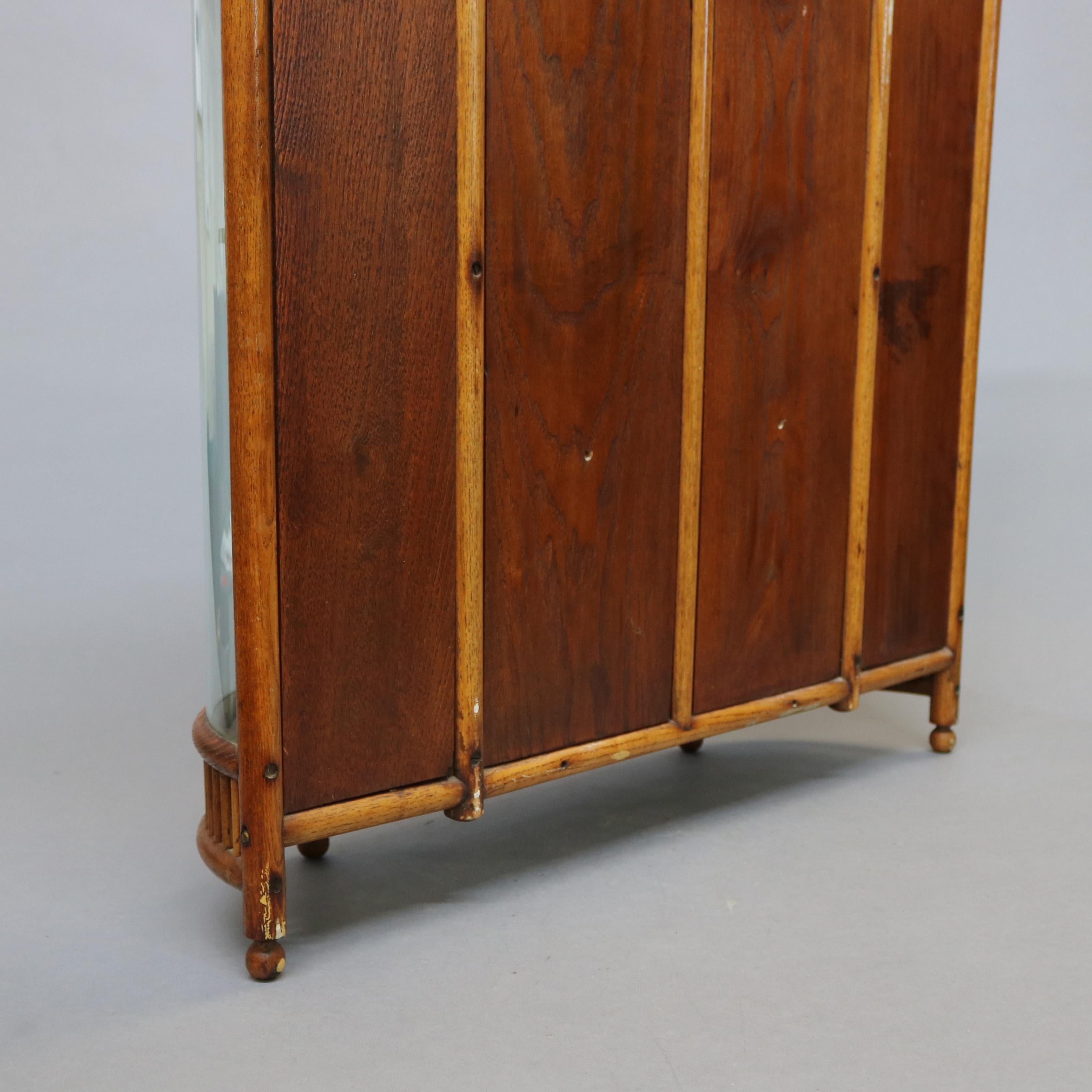 Antique Victorian Stick & Ball Oak Hanging Demilune Wall Display Cabinet, c1900 8