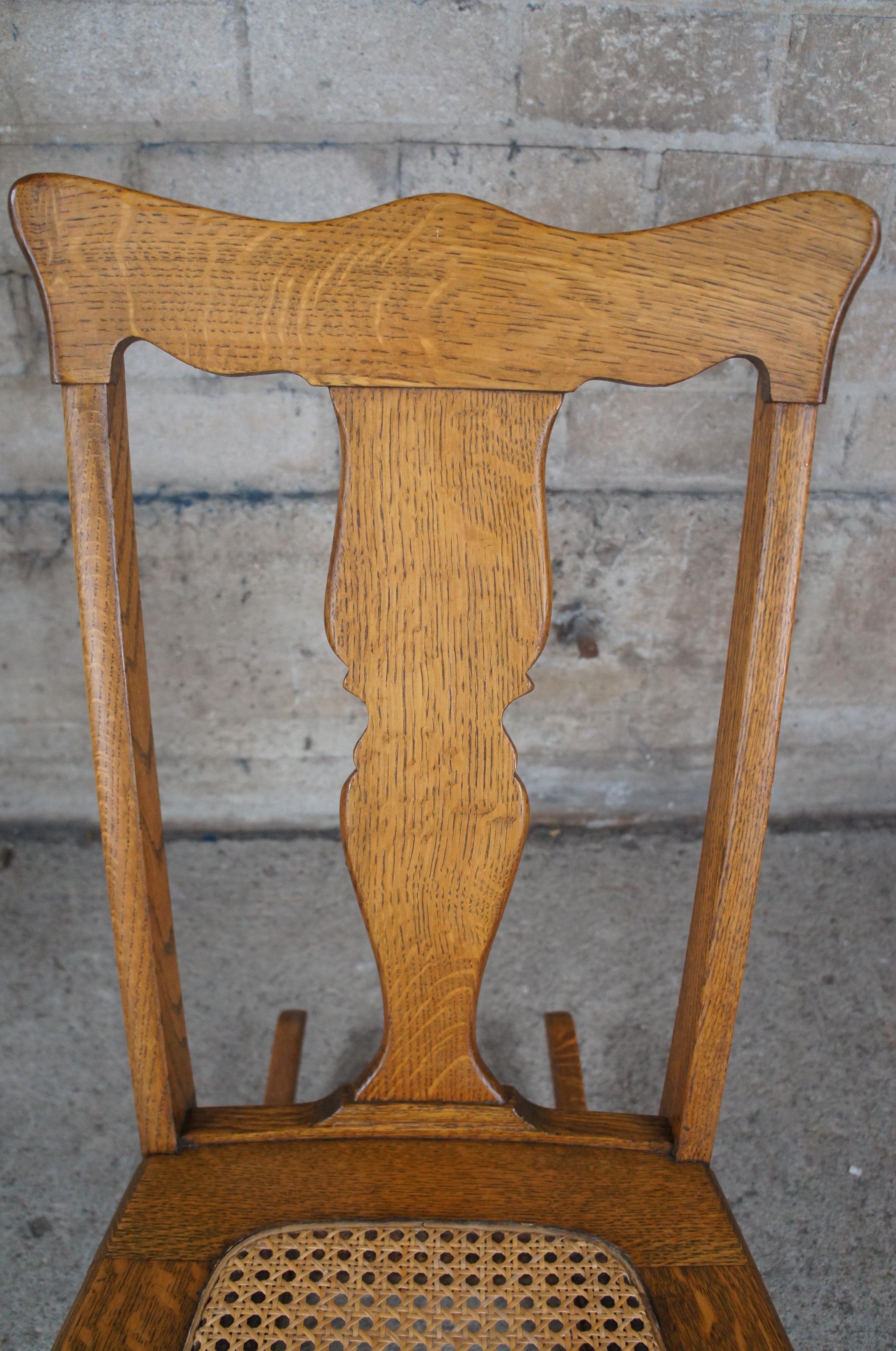 Antique Victorian Stomps Burkhardt Quartersawn Oak Caned Rocker Rocking Chair For Sale 2