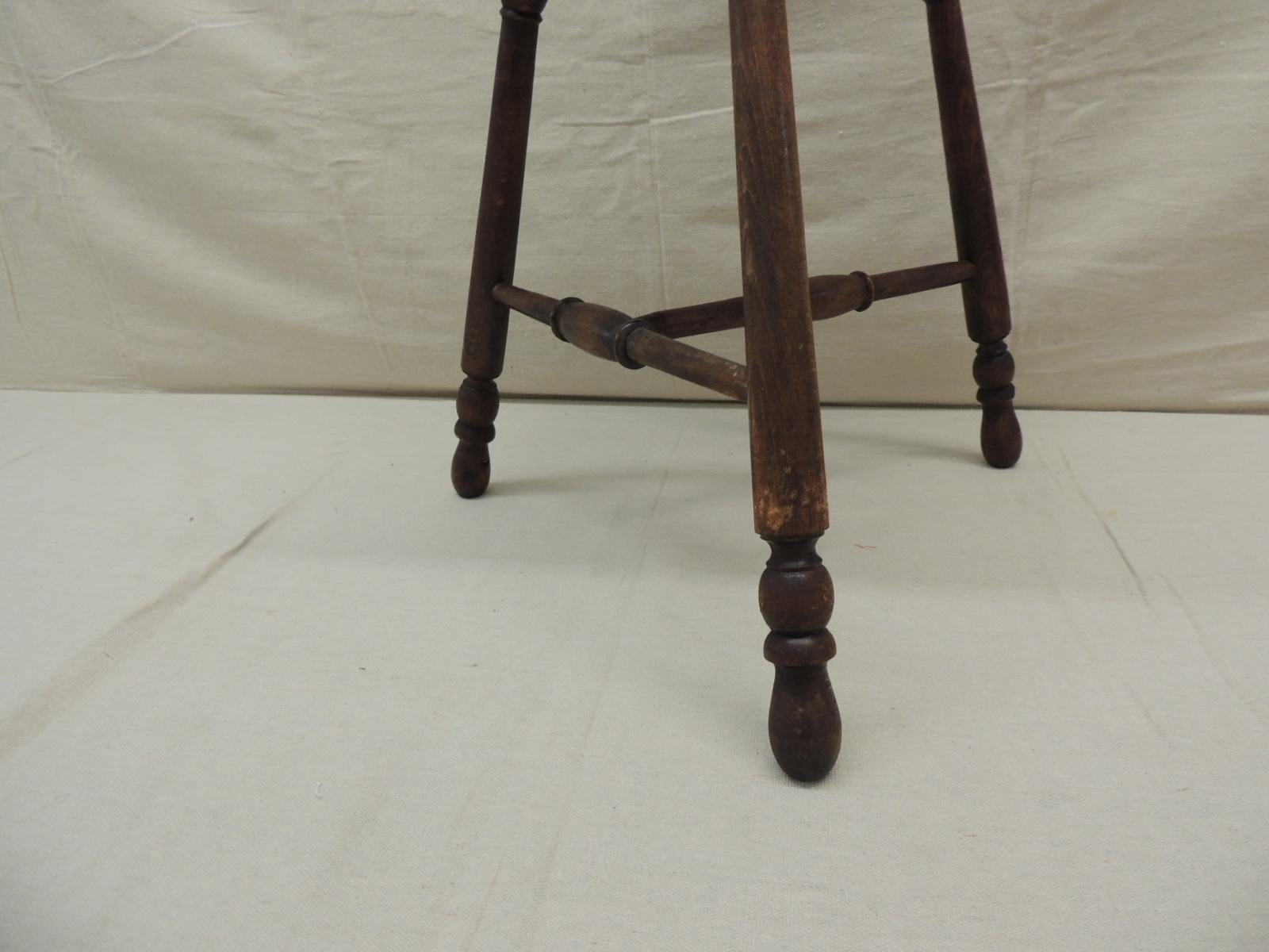 English Antique Victorian Stool with Tapestry Style Seat