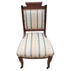 Antique Victorian Striped Upholstered Chairs, Circa 1890s