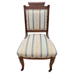 Antique Victorian Striped Upholstered Chairs, Circa 1890s