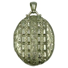 Antique Victorian Studded Architectural Sterling Silver English Locket Pendant