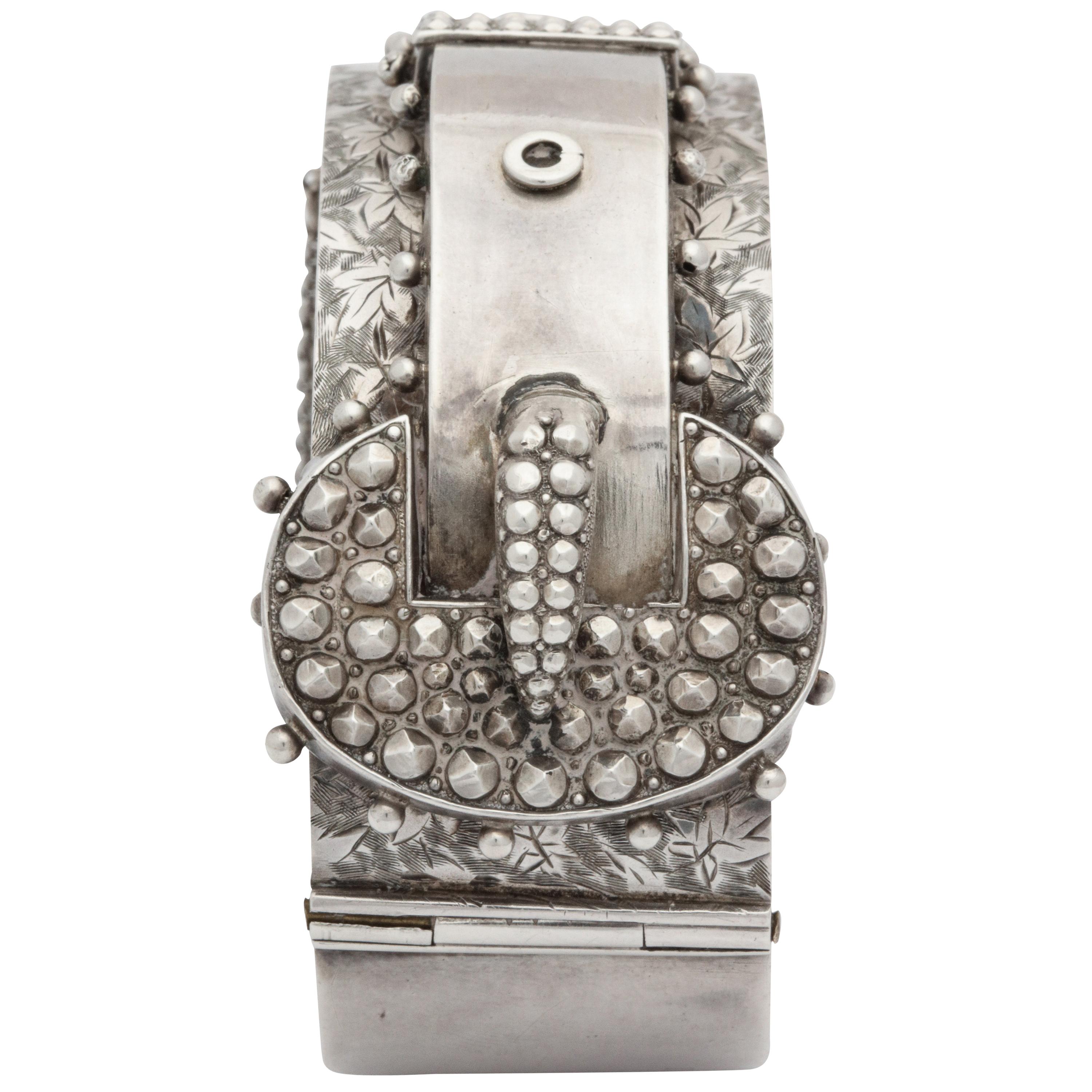 Antique Victorian Studded Silver Cuff Buckle Bracelet