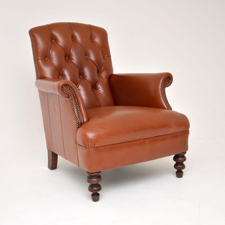 Antique Victorian Style Deep Buttoned Leather Armchair For Sale at 1stDibs  | victorian style armchair