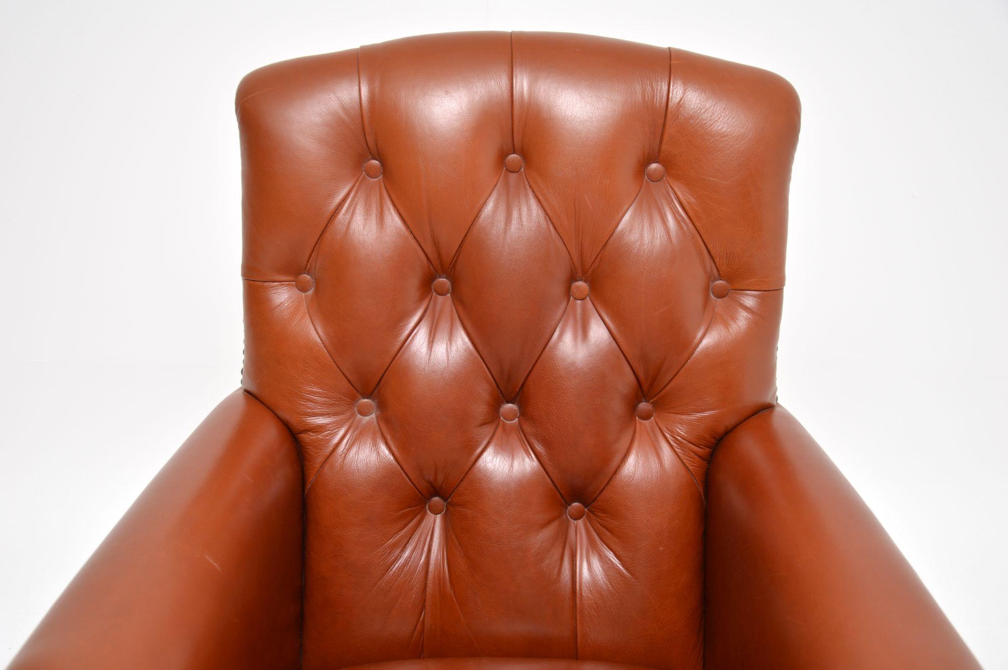 20th Century Antique Victorian Style Deep Buttoned Leather Armchair