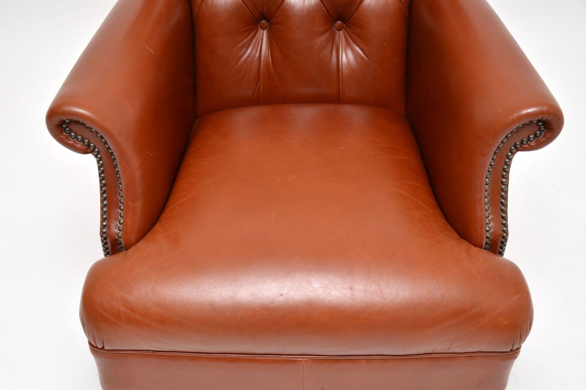 Antique Victorian Style Deep Buttoned Leather Armchair 1