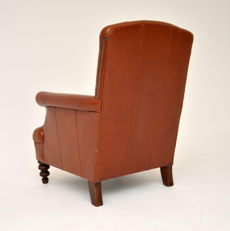 Antique Victorian Style Deep Buttoned Leather Armchair For Sale at 1stDibs
