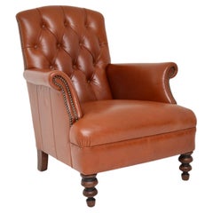 Antique Victorian Style Deep Buttoned Leather Armchair