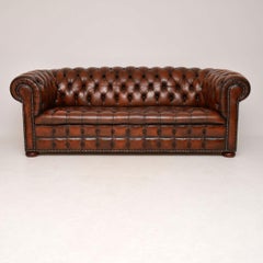 Antique Victorian Style Deep Buttoned Leather Chesterfield Sofa