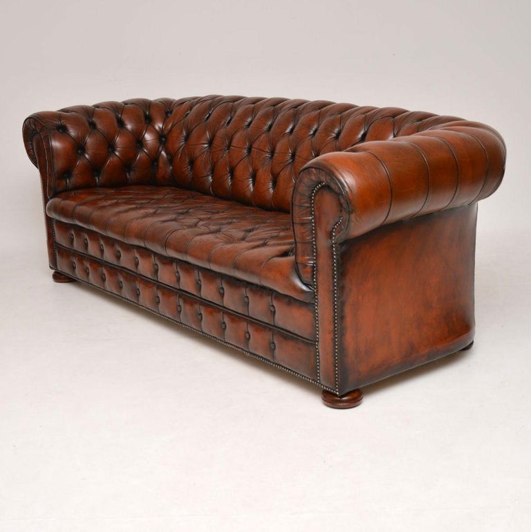 Antique Victorian Style Deep Buttoned Leather Chesterfield Sofa at 1stDibs