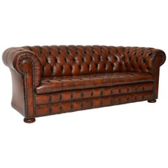 Vintage Victorian Style Deep Buttoned Leather Chesterfield Sofa