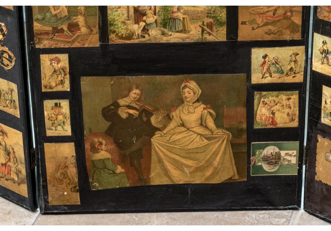 Antique Victorian Style Four Panel Screen For Sale 5