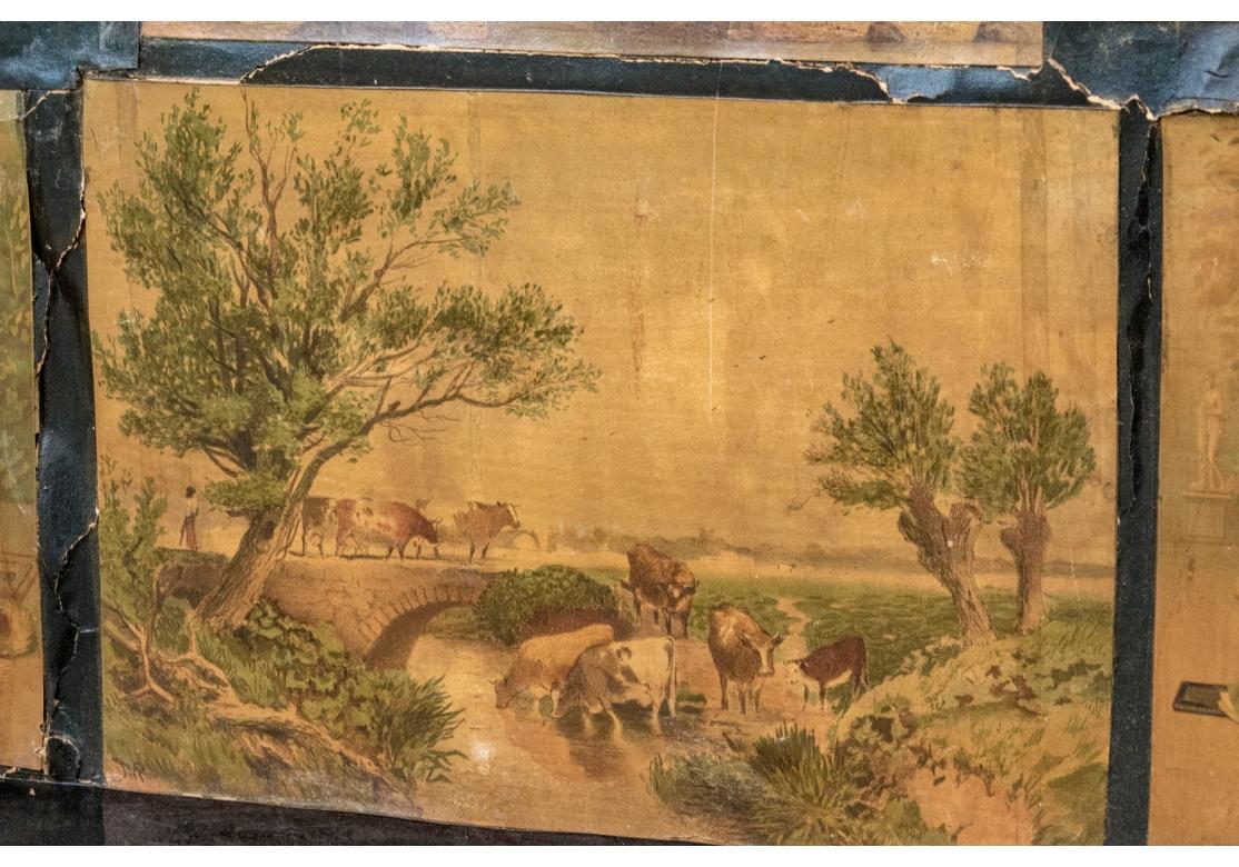 Antique Victorian Style Four Panel Screen For Sale 9