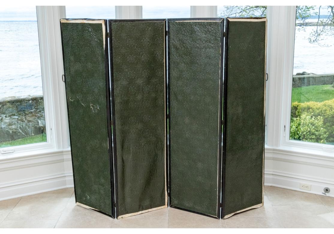 Antique Victorian Style Four Panel Screen For Sale 11