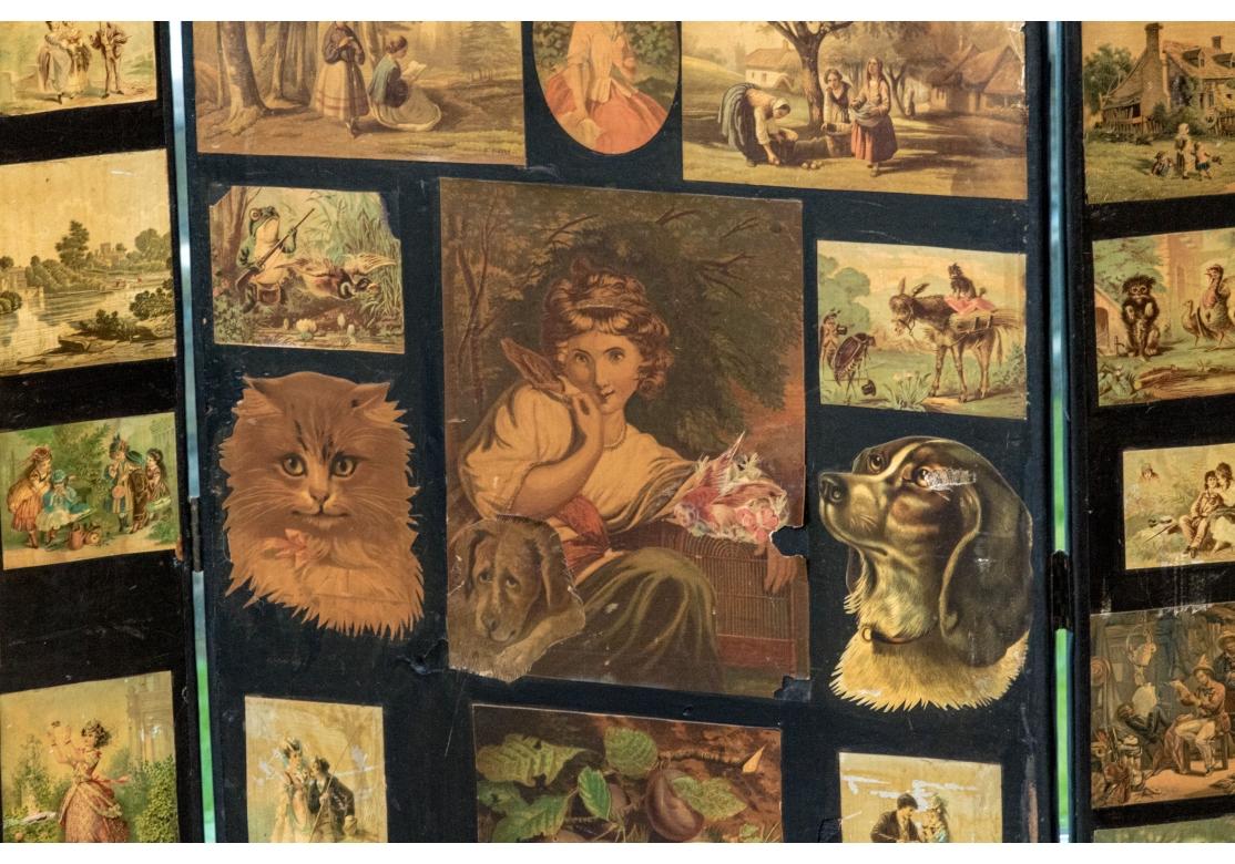 Antique Victorian Style Four Panel Screen In Distressed Condition For Sale In Bridgeport, CT