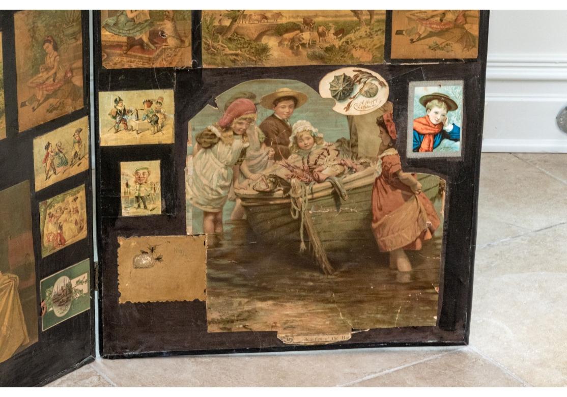 Antique Victorian Style Four Panel Screen For Sale 2