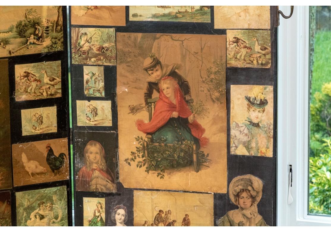 Antique Victorian Style Four Panel Screen For Sale 3