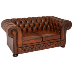 Vintage Victorian Style Leather 2-Seat Chesterfield Sofa