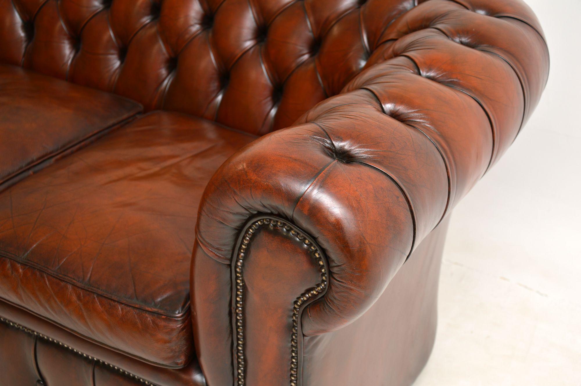 Antique Victorian Style Leather Chesterfield Sofa 4