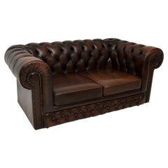 Retro Victorian Style Leather Chesterfield Sofa