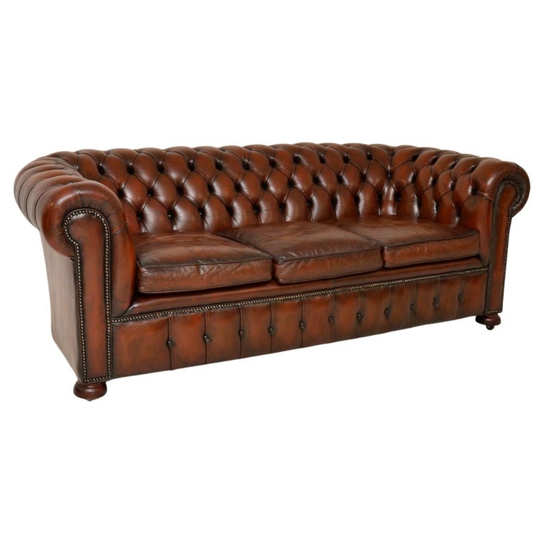 Antique Victorian Style Leather Chesterfield Sofa For Sale at 1stDibs