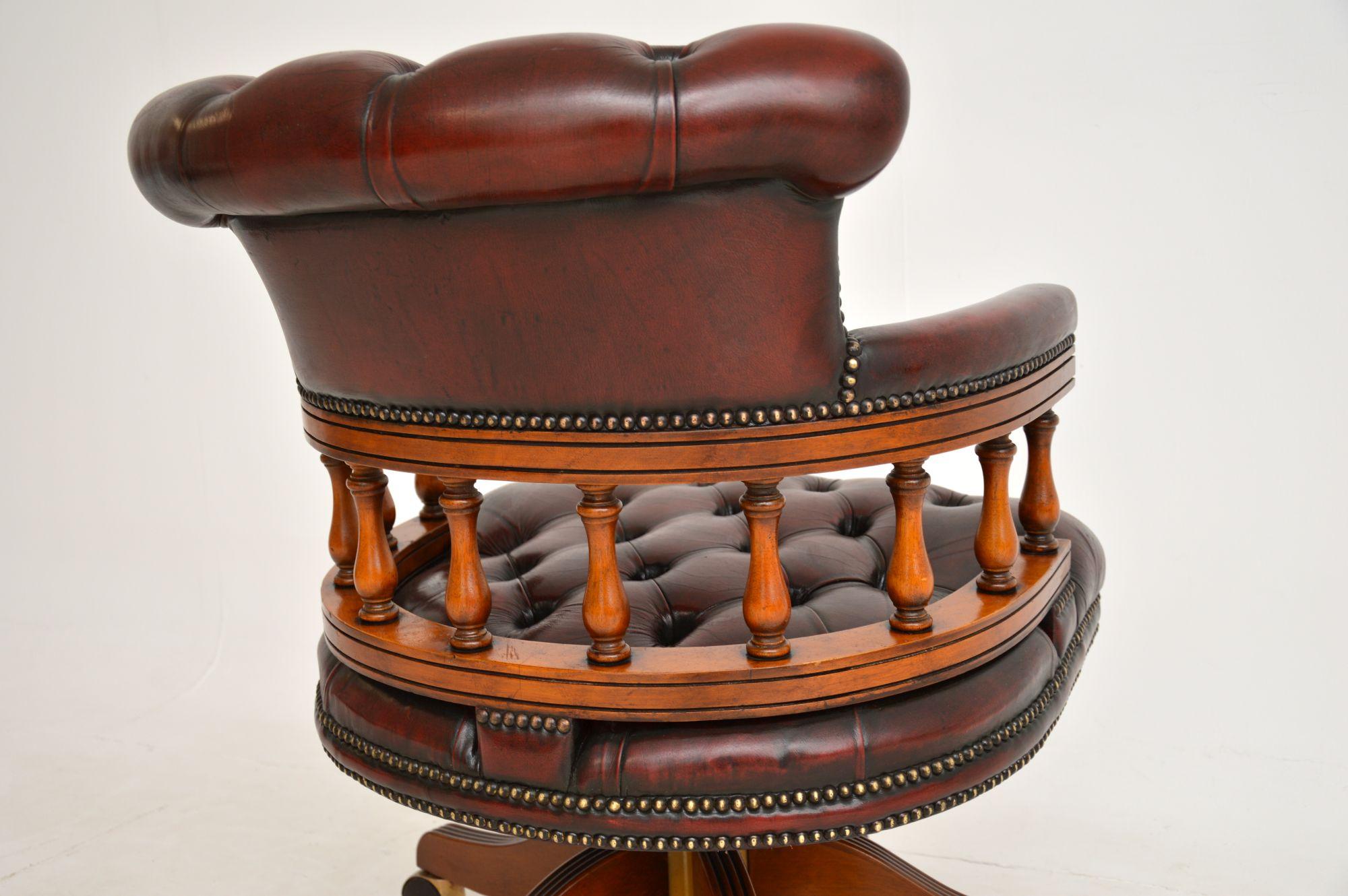 Antique Victorian Style Leather Swivel Desk Chair 4