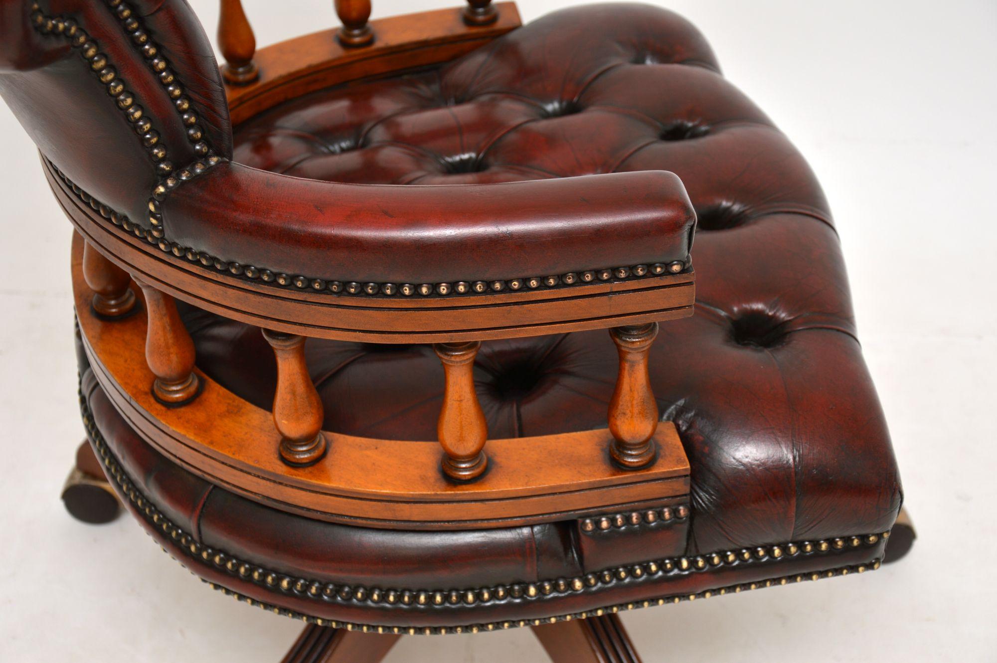 20th Century Antique Victorian Style Leather Swivel Desk Chair