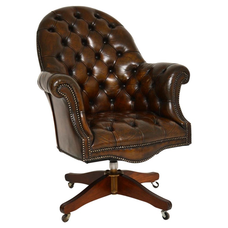 Antique Victorian Style Leather Swivel, Victorian Style Desk Chair