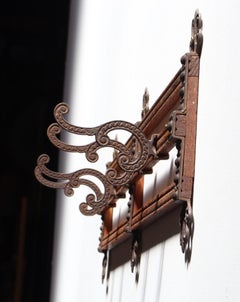 Antique Victorian Style Oak and Cast Iron Coat Rack