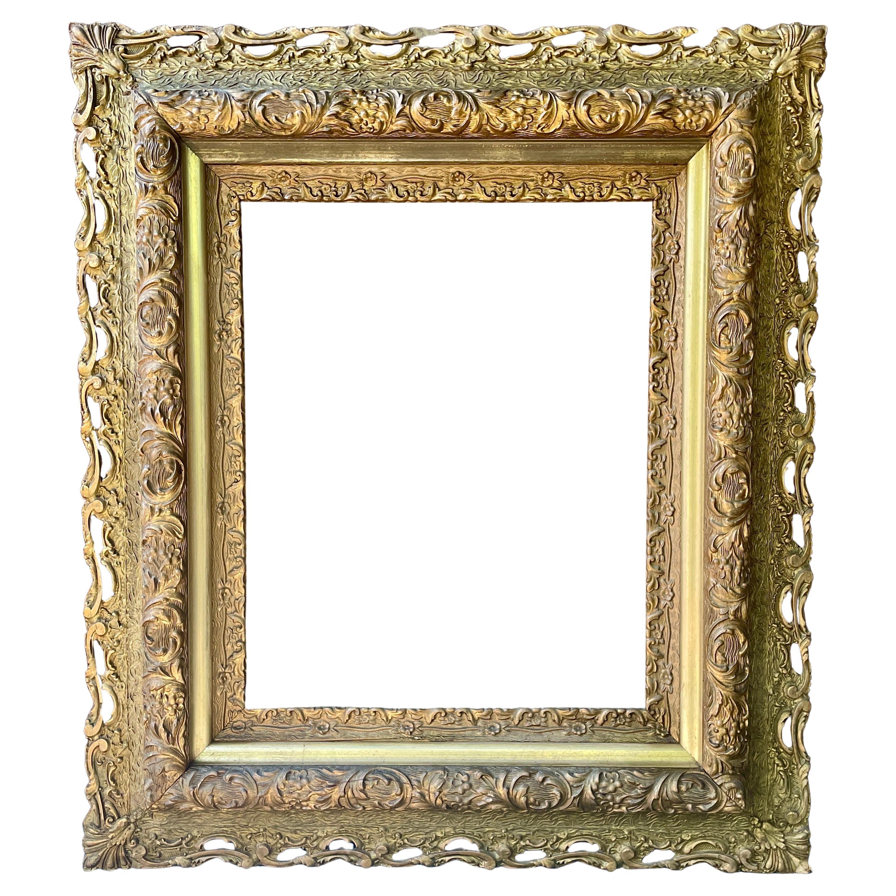 Antique Victorian style Ornate Carved Gold Gilt Frame For Sale