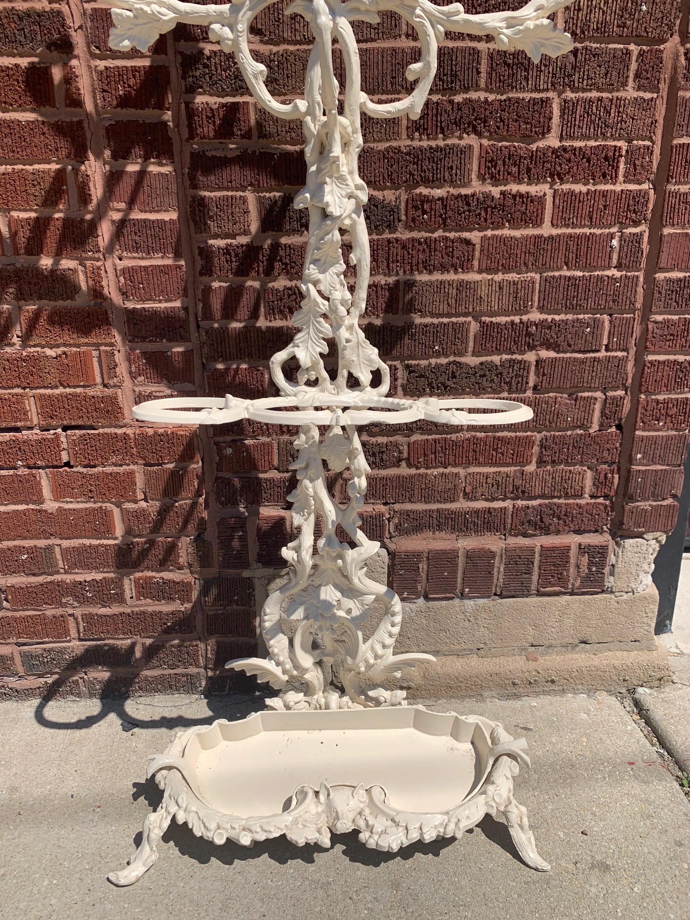 Mid-20th Century Antique Victorian Style Ornate White Painted Coat Rack