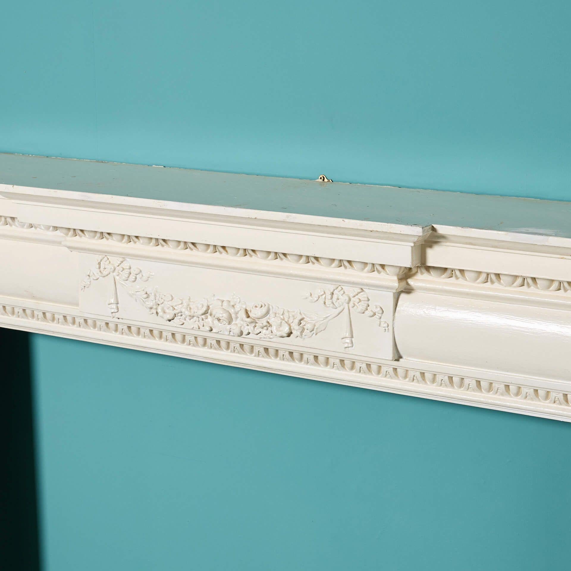 Antique Victorian Style Painted Timber Fireplace Mantel In Good Condition For Sale In Wormelow, Herefordshire