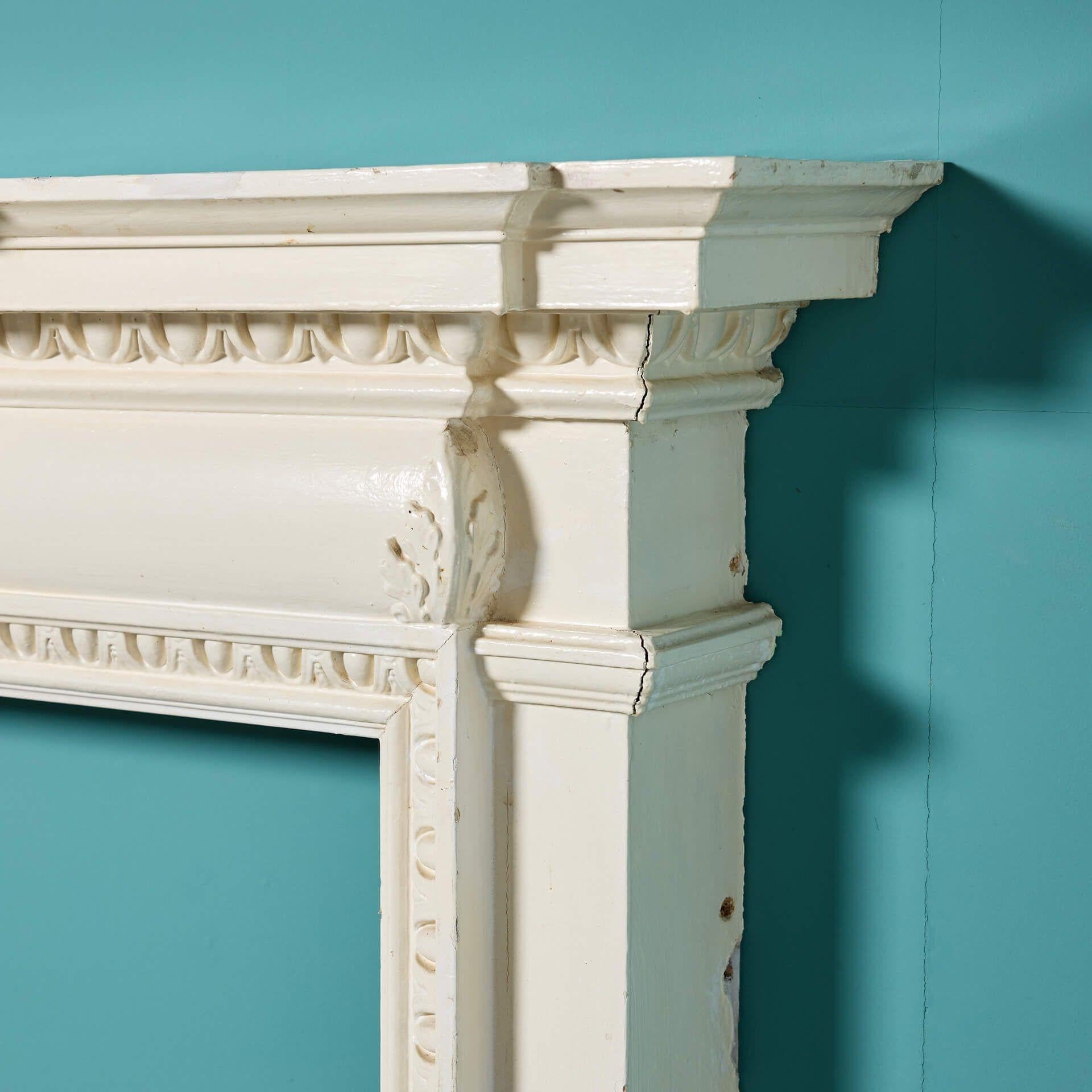 19th Century Antique Victorian Style Painted Timber Fireplace Mantel For Sale